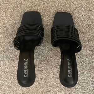 Black Heels. Square bottomed heel.